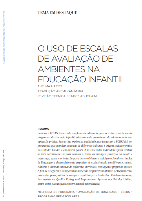 O Uso De Escalas De Avaliação De Ambientes Na Educação Infantil | Iberoteca